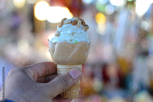 ice cream in cone on a background