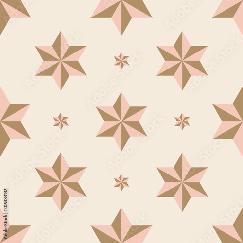 Abstract stars geometric seamless pattern.  Ornamental geometrical background. Mosaic  tail. Wrapping paper. Vector illustration.            