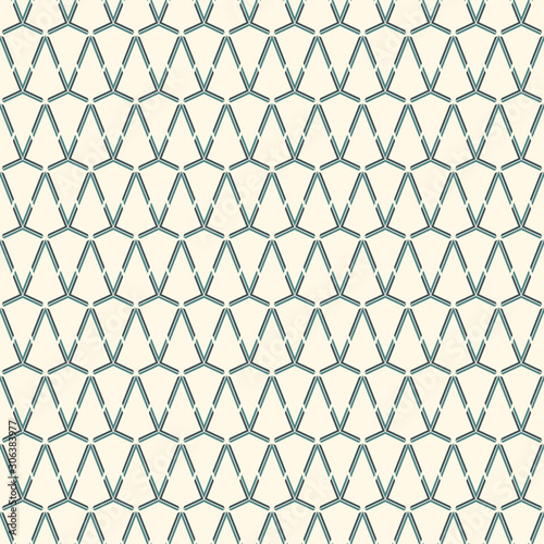 Seamless surface pattern with interlocking triangles. Triangular grid structure abstract wallpaper. Linear motif