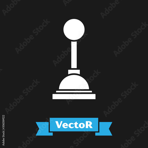 White Gear shifter icon isolated on black background. Manual transmission icon. Vector Illustration
