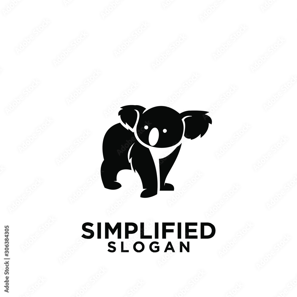 koala black logo icon design vector - obrazy, fototapety, plakaty 