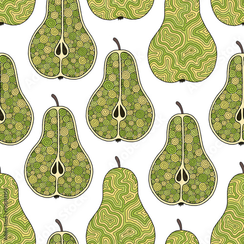 Frash pears modern beauty doodle seamless pattern.