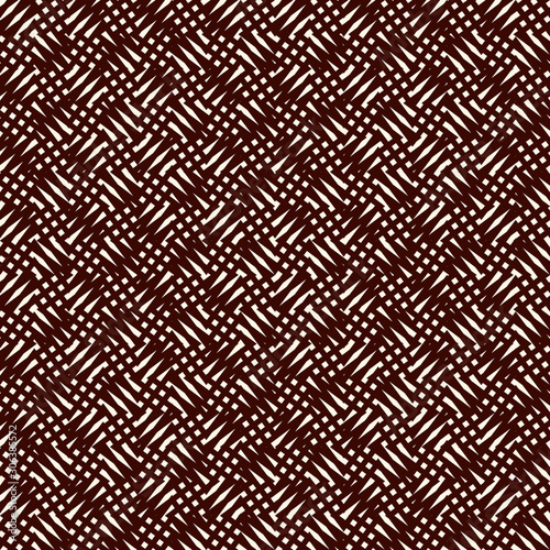 Scratched grunge background. Cross hatching texture. Broken inclined lines abstract. Distressed sketch seamless pattern