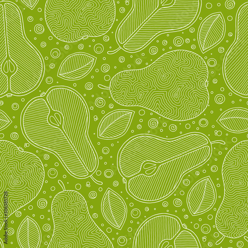 Frash pears modern beauty doodle seamless pattern.