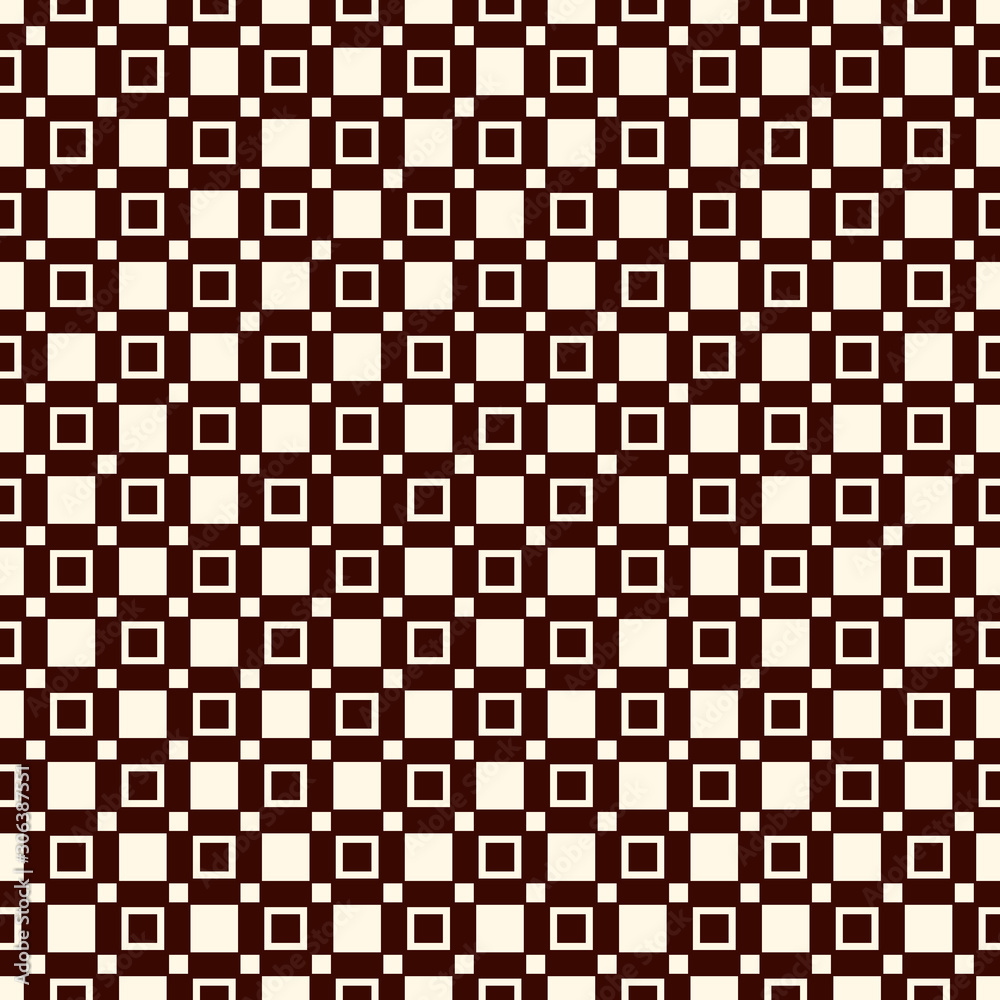 Seamless pattern with simple geometric ornament. Repeated squares and thin lines abstract background. Grid digital paper Seamless pattern with simple geometric ornament. Repeated squares and thin lines abstract background. Grid digital paper