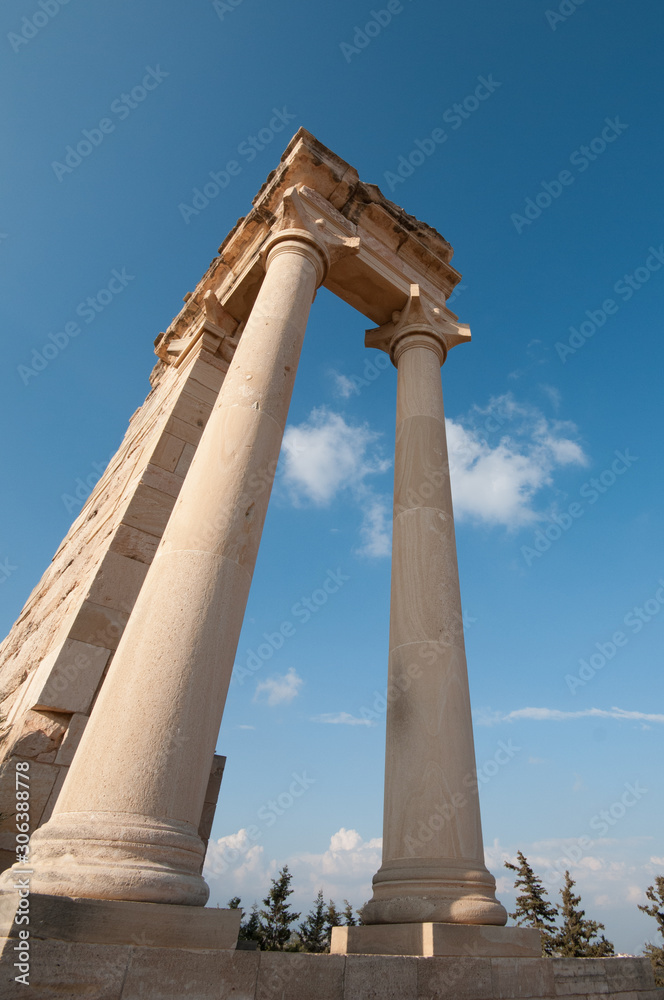 Ancient columns of Apollon Hylates,  sanctuary in Limassol district, Cyprus