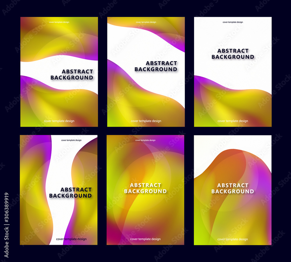 Obraz premium Set of covers. Abstract vibrant modern color design. Blurred texture of gradients. Background for banner, flyer, business card, poster, wallpaper, brochure, smartphone screen, mobile application.