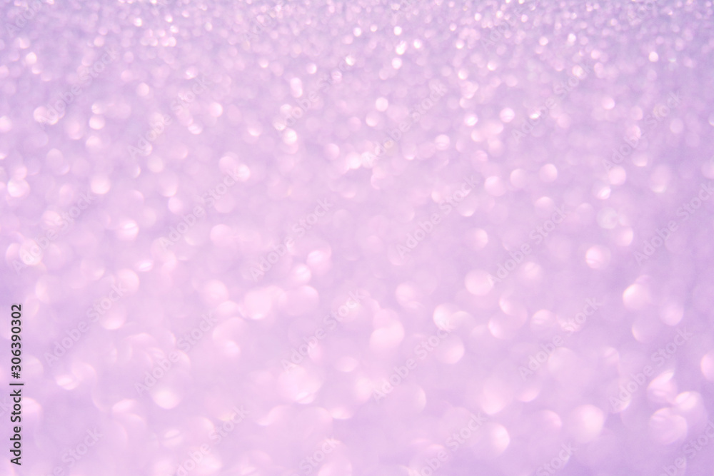 Beautiful Abstract Sparkle Glitter Lights Background. Soft Pale Pink Lilac Silver. Shine Bokeh Effect. For party, holidays, celebration.