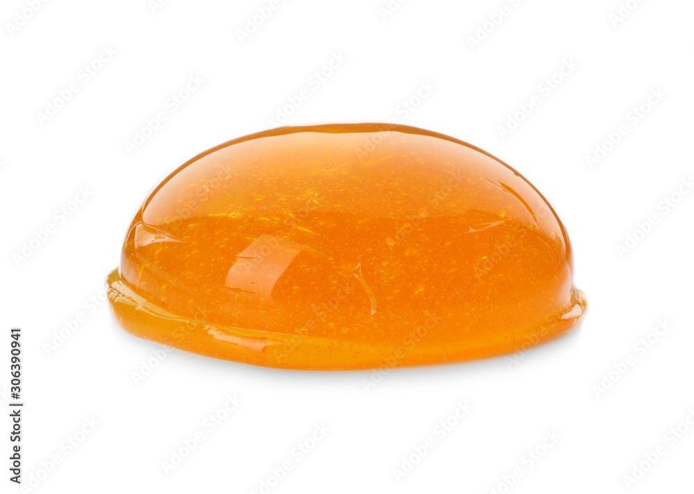 Orange slime isolated on white. Antistress toy