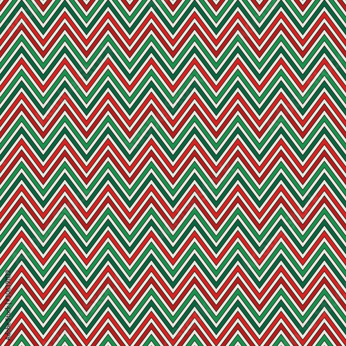 Chevron diagonal stripes background. Seamless pattern in Christmas traditional colors. Zigzag horizontal lines wallpaper © funkyplayer