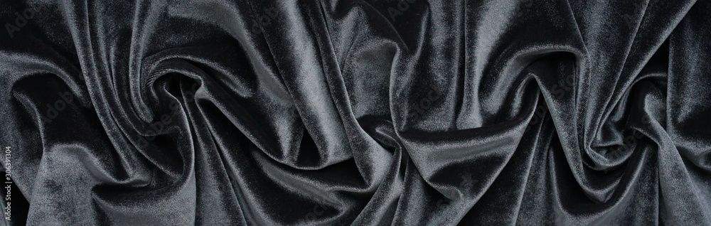 Long banner velvet texture dark grey color background, expensive luxury