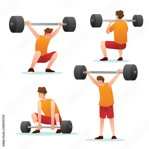 Man Practice Weight Lifting Vector Illustartion
