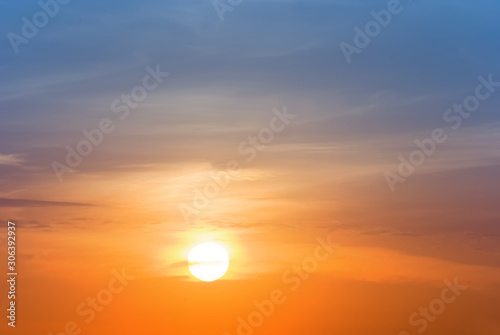 red dramatic sunset over the clouds, evening sky background