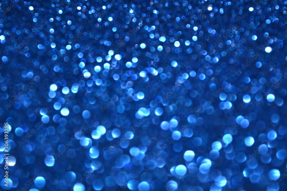 Beautiful Abstract Sparkle Glitter Lights Background. Deep Dark Royal Navy Blue, Sapphirine. Shine Bokeh Effect. For party, holidays, celebration.