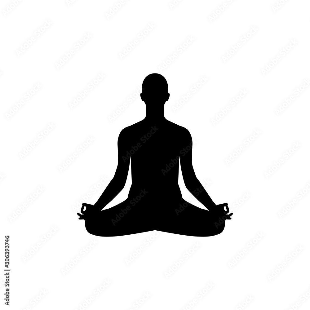Human sitting in lotus pose, meditation. Vector illustration Human sitting in lotus pose, meditation. Vector illustration