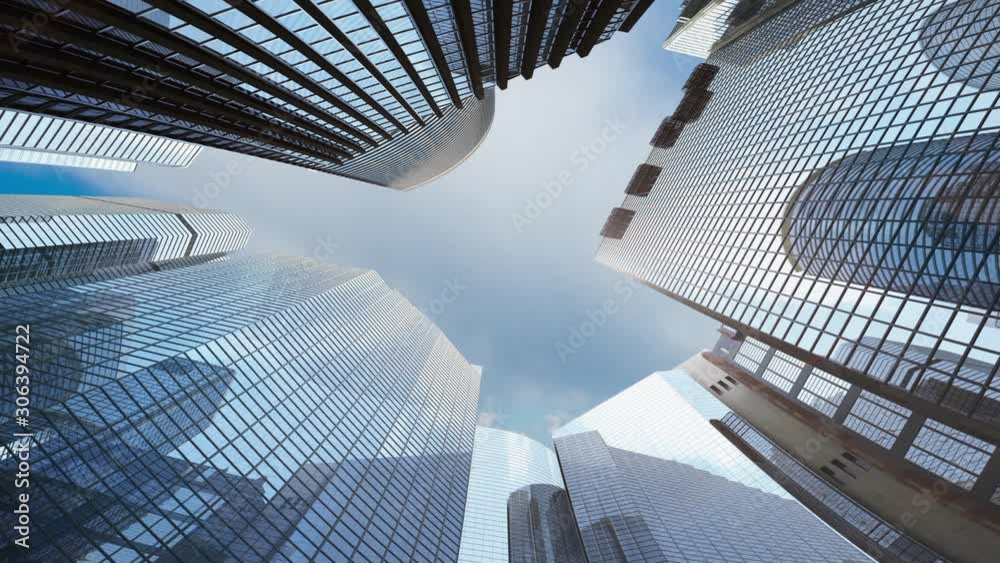 Skyscrapers with clouds in the blue sky