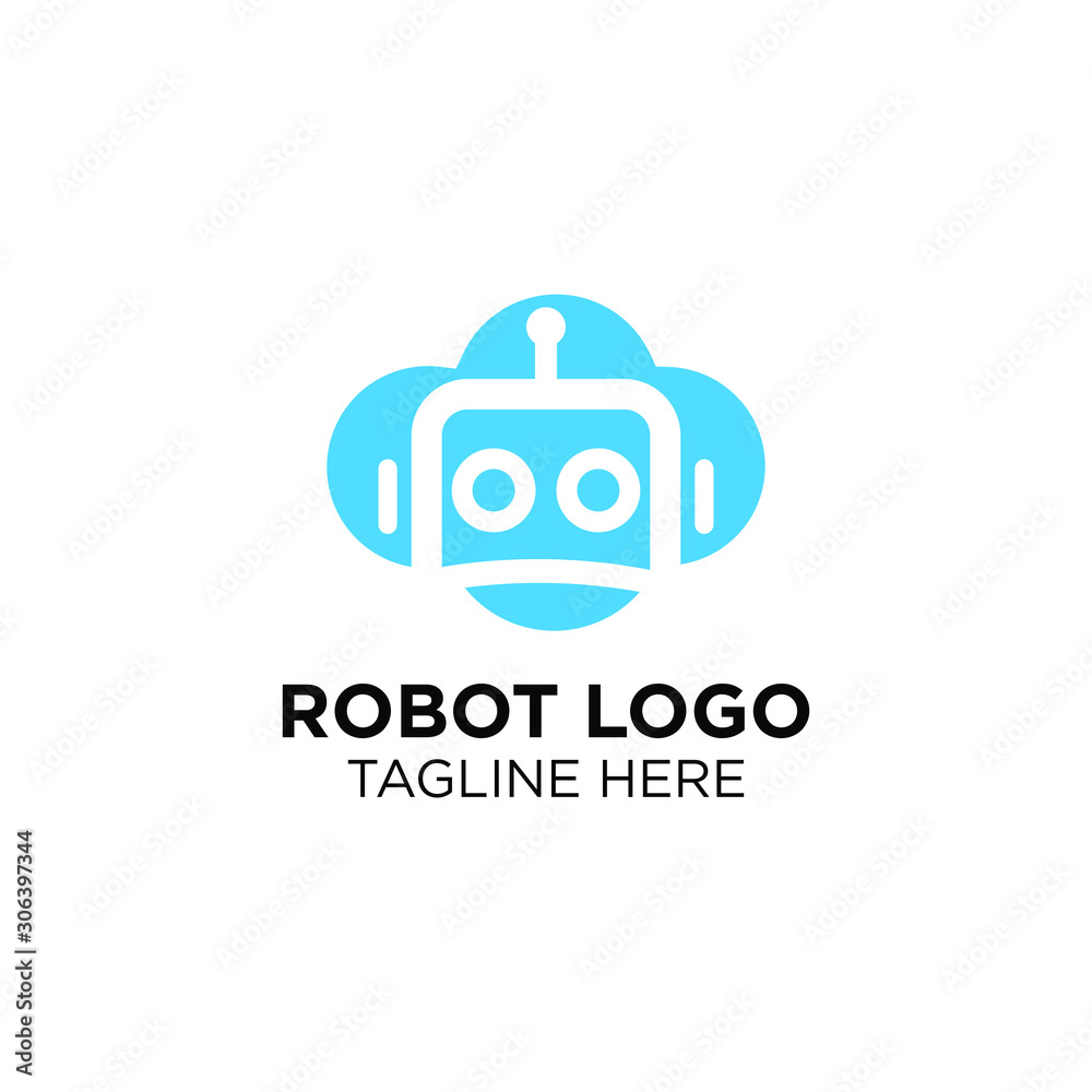 robot with antenna logo template robot with antenna logo template