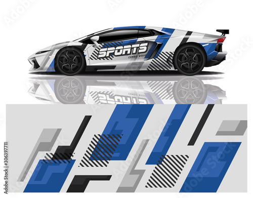 sport car decal wrap design vector