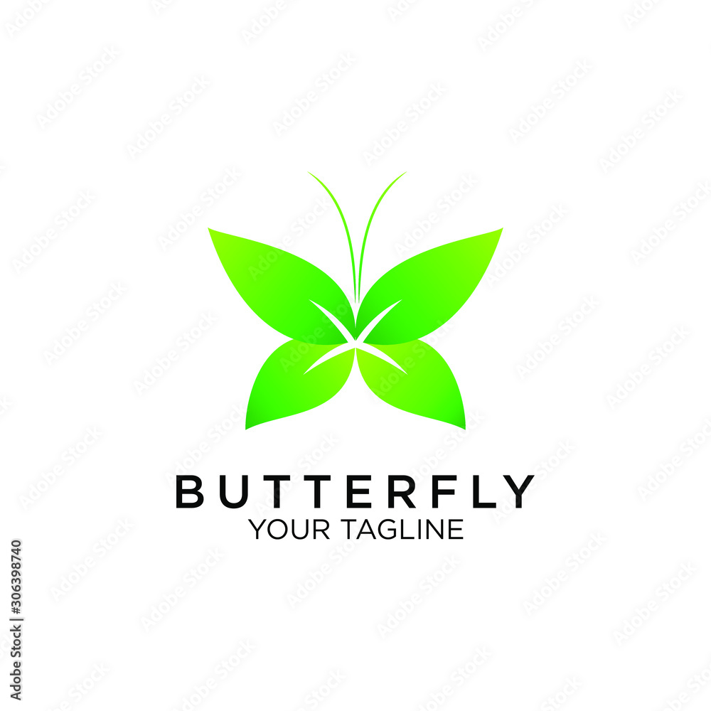 natural butterfly with leaf wings for spa cosmetic product design