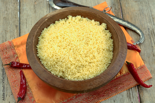 dish of cooked couscous seeds photo