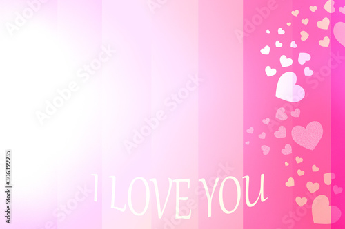 Colorful background with heart elements. Glowing backdrop, love concept, space for text