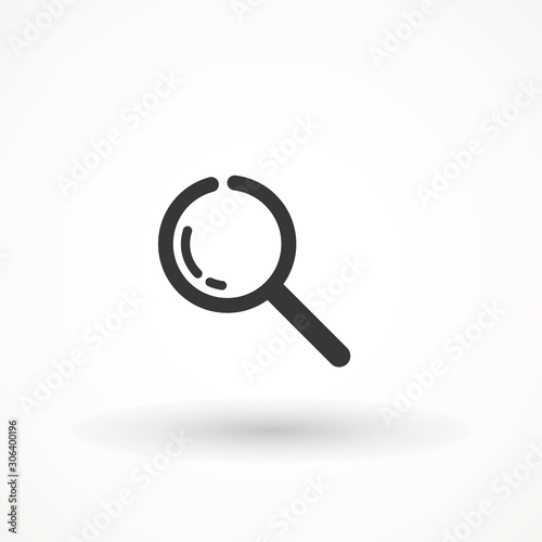 Magnify icon. Magnifying glass icon, vector magnifier or loupe sign. Search vector, magnifying glass pictogram. Zoom symbol.
