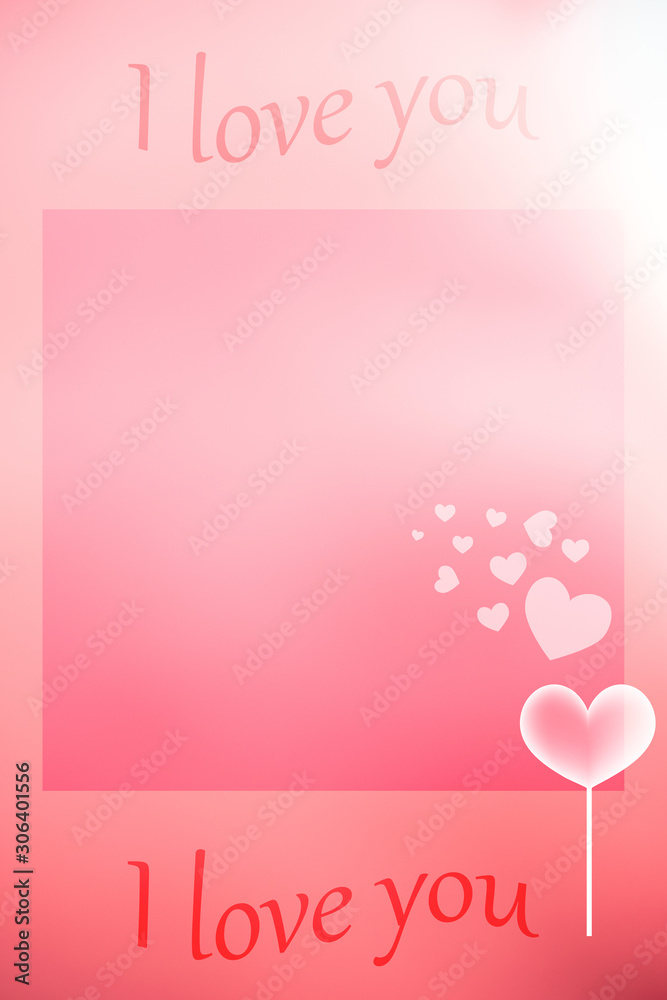 Colorful background with heart elements. Glowing backdrop, love concept, space for text