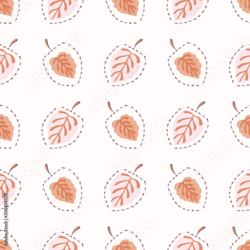 Floral Leaf Motif Watercolor Background. Seamless Vector Pattern Pastel on Wh...