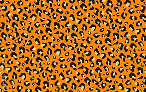 leopard seamless pattern on orange background