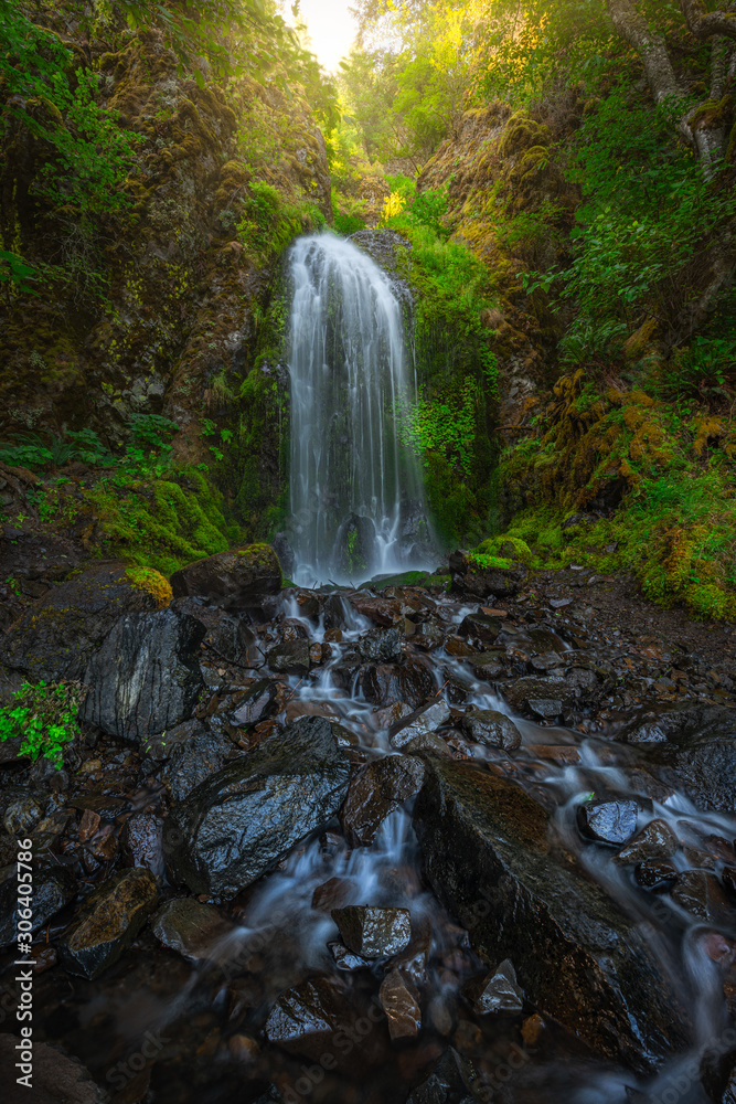 Obraz premium Sunshine above Lancaster Falls along the Columbia River Gorge