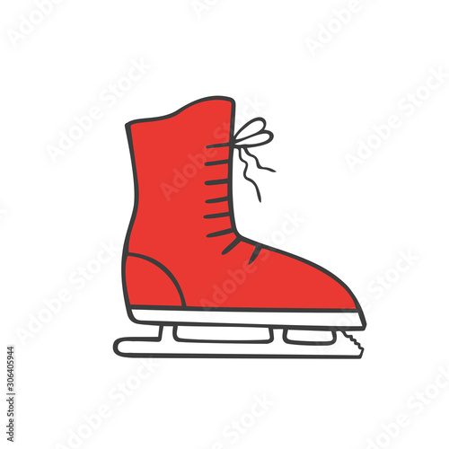 Ice skates in doodle sketch style.