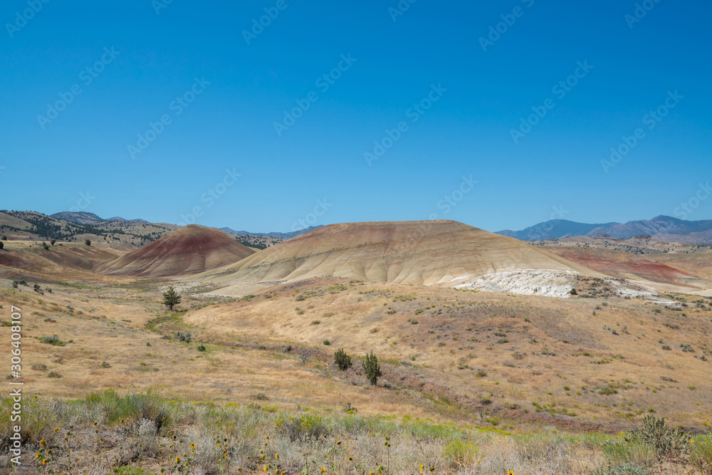 Unique landscape of Painted Hills in Oregon