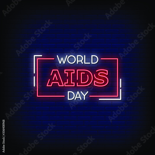 World Aids Day Neon Signs Style Text Vector