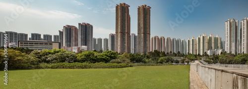 A panorama picture of a building complex in a hong kong suburban area - HK