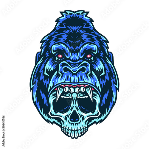Vector illustration of gorilla skull
