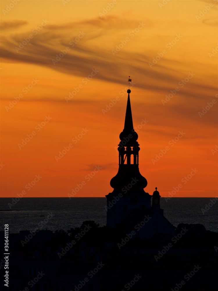 Sunset at Tallinn Old Town in Estonia