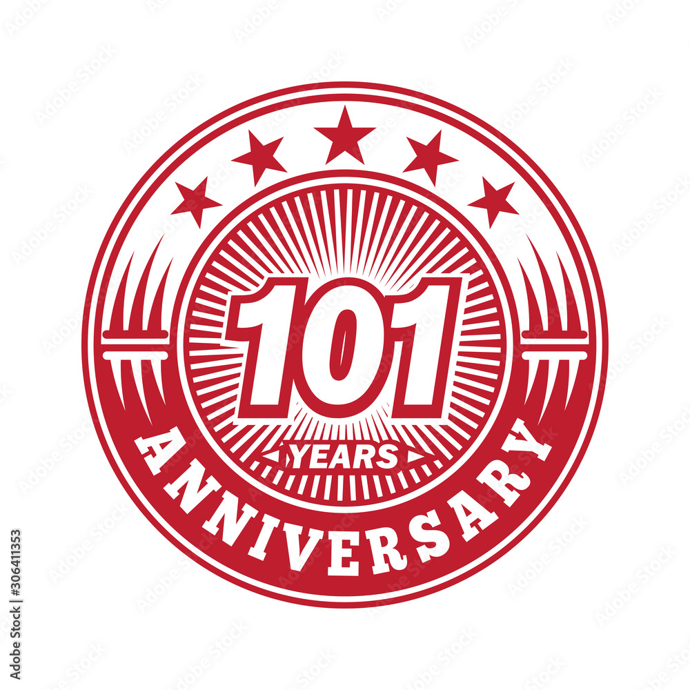101 years logo. One hundred one years anniversary celebration logo design. Vector and illustration.
