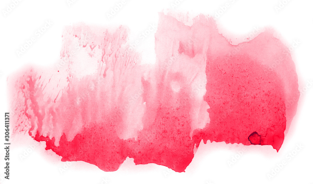 Abstract watercolor background hand-drawn on paper. Volumetric smoke elements. Pink color. For design, web, card, text, decoration, surfaces.