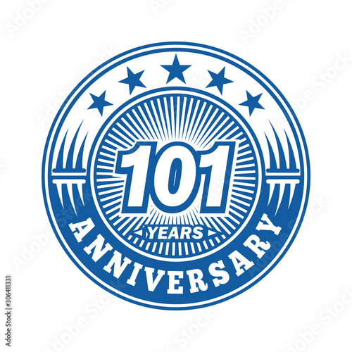 101 years logo. One hundred one years anniversary celebration logo design. Vector and illustration. photo