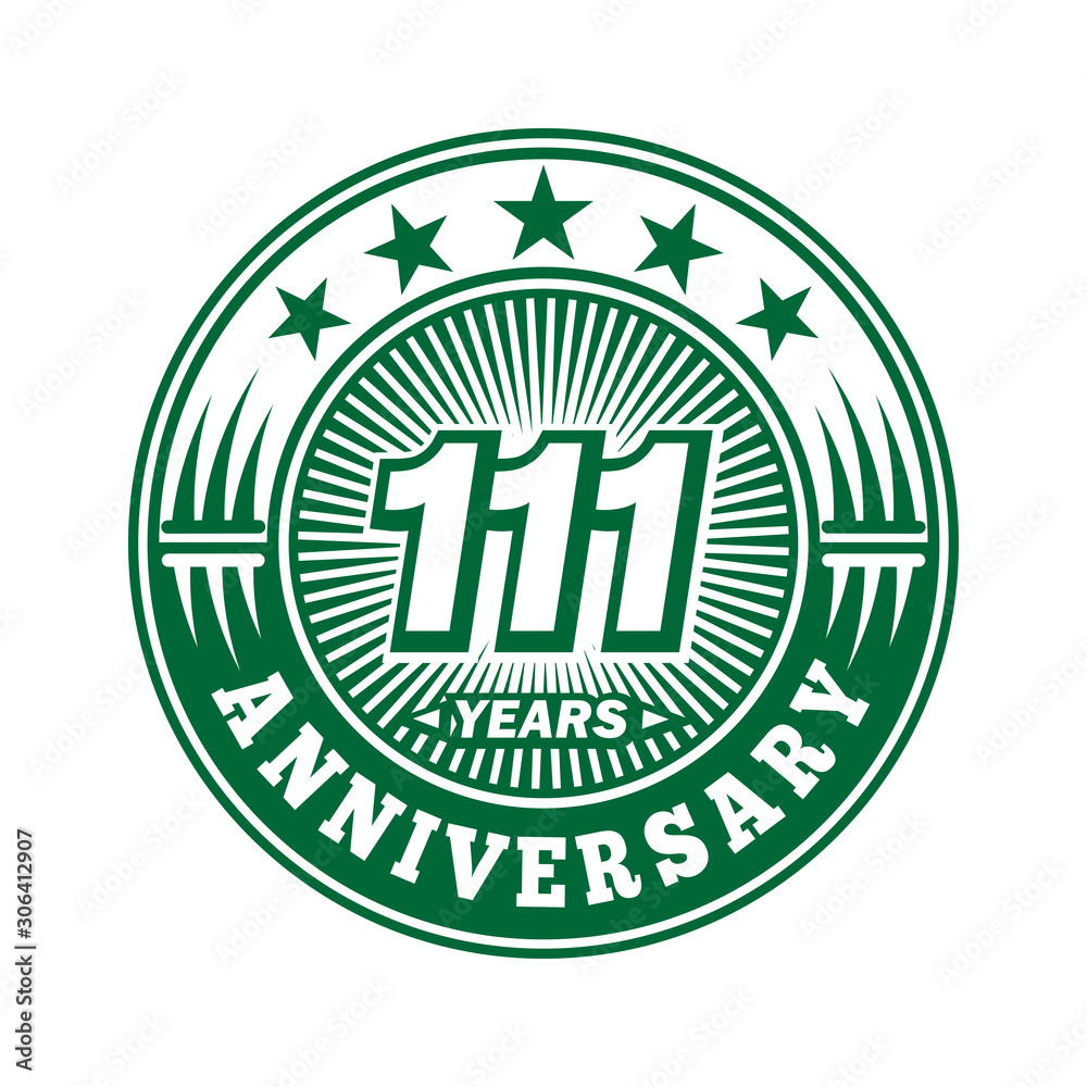 111 years logo. One hundred eleven years anniversary celebration logo design. Vector and illustration.