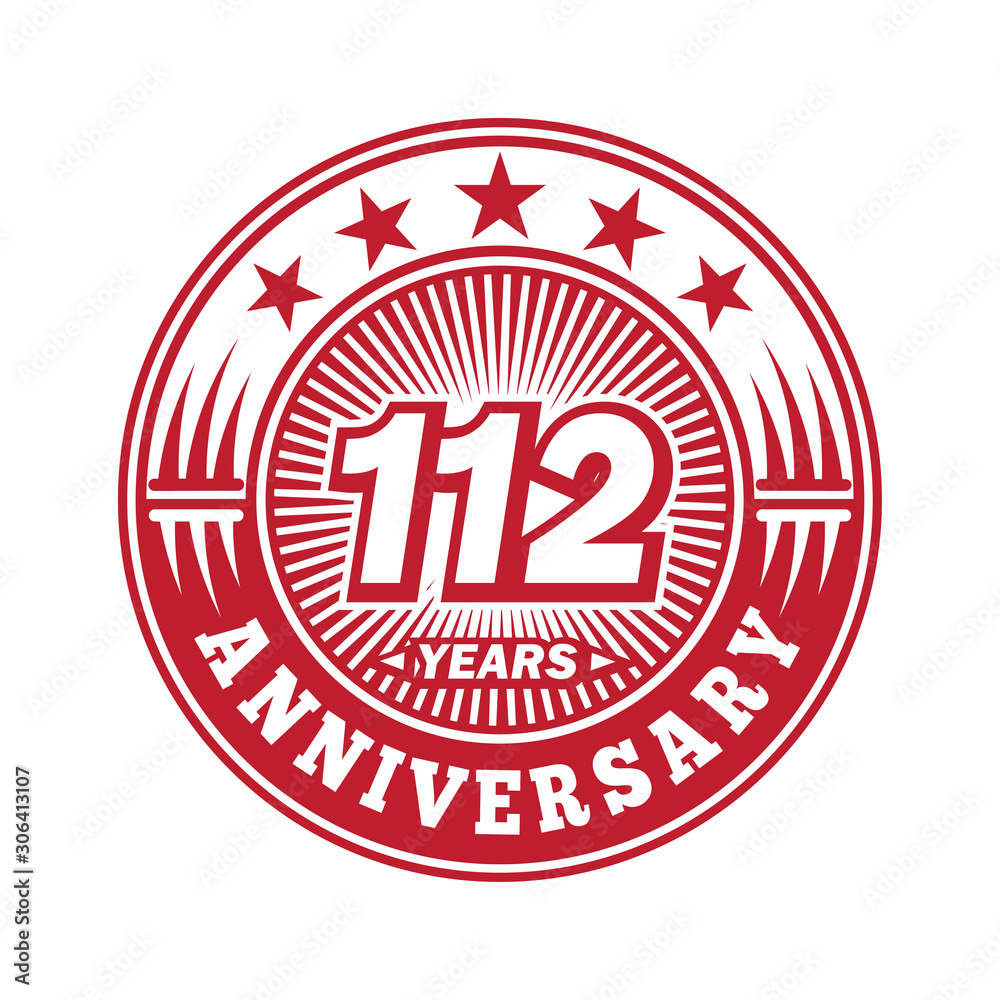 112 years logo. One hundred twelve years anniversary celebration logo design. Vector and illustration. 112 years logo. One hundred twelve years anniversary celebration logo design. Vector and illustration.