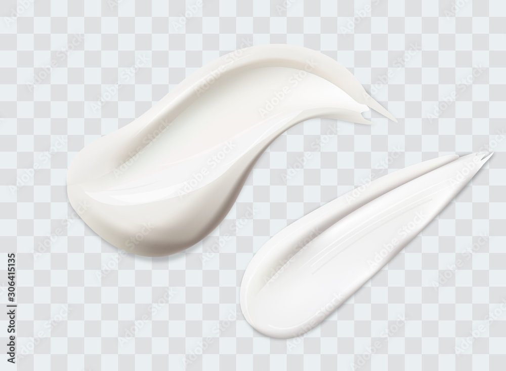 Cream texture stroke isolated on transparent background. Facial creme, foam, gel or body lotion skincare icon. Vector face cream cosmetic product smear swatch.