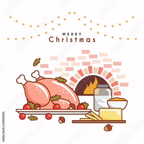 Illustration of raw turkey meat for Christmas meal