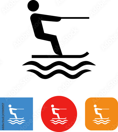 Water Ski Recreation Vector Icon photo