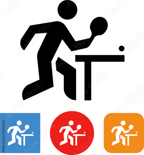 Ping Pong Table Tennis Player Vector Icon