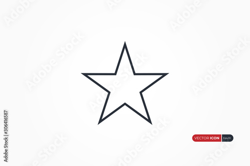 Black Star Icon Line Shape Star Logo Flat Vector Design Template Element