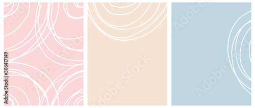 Simple Seamless Geometric Vector Pattern and Layouts. White Free Hand Lines Isolated on a Light Blue, Pink and Cream Background. Simple Abstract Vector Prints Ideal for Layout, Cover.
