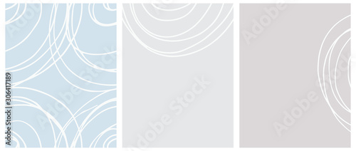 Cute Seamless Geometric Vector Pattern and Layouts. White Free Hand Lines Isolated on a Light Blue and Gray Background. Simple Abstract Vector Prints Ideal for Layout, Cover.