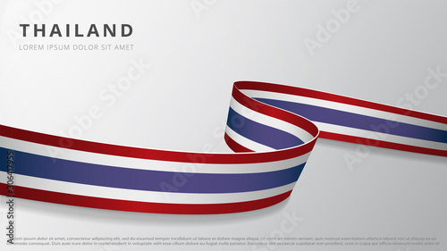 Flag of Thailand. Realistic wavy ribbon with thai flag colors. Graphic and web design template. National symbol. Independence day poster. Abstract background. Vector illustration.