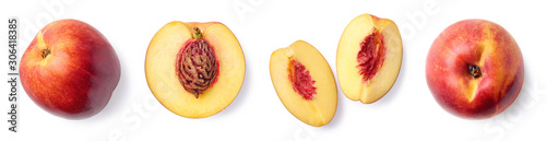 фотографія Fresh whole, half and sliced nectarine